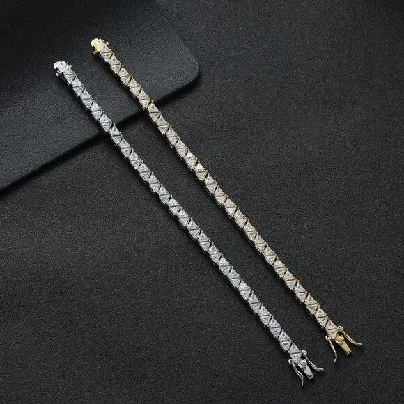 14K White Gold 2ct Diamond Mens Tennis Bracelet NEW 14 K Silver Jewelry 7 8